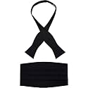 Men's 100% Silk Self-Tie Bow Tie and Cummerbund with Gift Box - Black