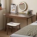 100% Solid Wood Desk with Drawers, Mid Century Modern Writing Desk, Walnut Color Office Desk for Study Bedroom Living Room 47.24" W