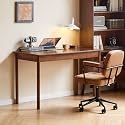 100% Solid Wood Desk, Home Office Writing Desk, Mid Century Modern Computer Desk with Drawers for Study Living Room 55" W