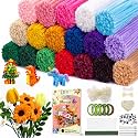 1000 Pcs Pipe Cleaner Flower Kit, 18 Assorted Colors, Pipe Cleaners Bulk