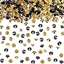 10000 Clear Wedding Table Scatter Confetti Crystals Acrylic Diamonds Rhinestones for Table Centerpiece Decorations Wedding Decorations Bridal Shower Decorations Vase Beads (Gold and Black, 4 mm)