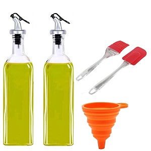1000ml glass oil dispenser bottle oil amp vinegar glass oil bottle with leak proof bottle pour spouts dispenser with funnel amp brush amp spatula