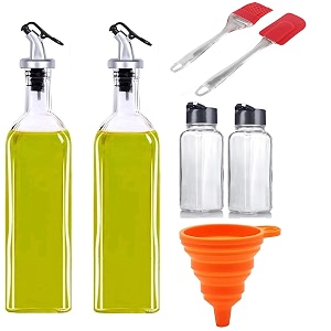 1000ml glass oil dispenser bottle oil amp vinegar glass oil bottle with leak proof bottle pour spouts dispenser-funnel-brush-spatula-jars