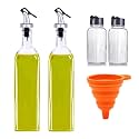 1000ml Glass Oil Dispenser Bottle Oil &amp; Vinegar Glass Oil Bottle with Leak Proof Bottle Pour Spouts (Dispenser with Funnel &amp; Spice Jars)