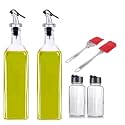 1000ml Glass Oil Dispenser Bottle Oil &amp; Vinegar Glass Oil Bottle with Leak Proof Bottle Pour Spouts (Dispenser-SpiceJar-Brush-Spatula)