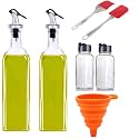 1000ml Glass Oil Dispenser Bottle Oil &amp; Vinegar Glass Oil Bottle with Leak Proof Bottle Pour Spouts (Dispenser-Funnel-Brush-Spatula-Jars)