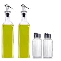 1000ml Glass Oil Dispenser Bottle, Oil &amp; Vinegar Glass Oil Bottle with Leak Proof Bottle Pour Spouts (Dispenser with Spice Jars)