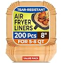 Vailnd Air Fryer Paper Liners, 200pcs Air Fryer Liners Disposable 8" Square