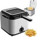 1000W Electric Deep Fryer, 2.5L Frying Pot with Removable Basket, Stainless Steel Countertop Deep Fryer with Temperature Control, Viewing Window and Odor Filter