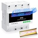100A AC220V Automatic Transfer Switch with LED Display, 50/60Hz 2P ATS Auto Dual Power Outdoor Changeover Switch for Home Generator, L1 Priority Din Rail Mount CE Certified Selector Transfer Switches