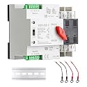 100Amp AC 110V Dual Power Automatic/Manual Transfer Switch 2P, Mini ATS Solar Auto Automatic Transfer Switch for Home Generator 2POLE 100A 110Volt, Din Rail Changeover Transfe 50/60Hz for Rv, Lv Power