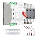 100Amp AC 110V Dual Power Automatic/Manual Transfer Switch 3P, Mini ATS Solar Auto Automatic Transfer Switch for Home Generator 3POLE 100A 110Volt, Din Rail Changeover Transfe 50/60Hz for Rv, Lv Power