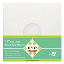 100ct 12-Inch Poly-Lined Record Inner-Sleeves - White Kraft Paper for 33 RPM LP Vinyl Record Albums, Center Hole, Heavyweight Record Jacket Covers for Vinyl Records Collection Storage