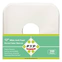 100ct 12-Inch Vinyl-Record Inner Sleeves - Made from Heavyweight White Kraft Paper, Album Covers with Round Corners for 33 RPM, Center Hole, Record Jackets to Protect The Collection of LPs & Singles