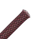 100ft - 1/2 inch Flexo PET Expandable Braided Sleeving - BlackRed - Alex Tech Braided Cable Sleeve Wrap