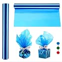 100ft Blue Cellophane Wrap Roll (100ft. x 17 in. x 2.3 Mil Thick) - Blue Transparent Cellophane Roll for Gift Basket Wrap - Plastic Wrap for Baby Shower Decorations, Treats.