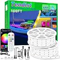 100FT Boat Lights LED Waterproof, 12V Marine Light Strip for Boat, RGB Marine LED Strip 12V with App & Remote for Pontoon Interior and Exterior, Night Fishing Lighting for Jon, Yacht, Kayak, Deck
