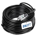 100FT Heat Tape for Roof and Gutters, 8W/FT Roof Snow De-Icing Kit w/ 45PCS Clips & Spacers, Self-Regulating Heat Cable, Roof Heat Tape for Ice Dam & Pipe Freeze Prevention, 120V, LED Plug
