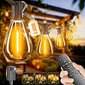 100FT Outdoor String Lights with Remote &amp; Dimmable, 35+1 Shatterproof Waterproof Bulbs, Dimmable Outside Hanging Patio Lights for Backyard, Porch, Deck, Garden 2200K Warm Yellow