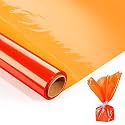 100ft x 17" Orange Cellophane Wrap Roll - Transparent Cellophane Wrap Orange for Halloween to Wrap Gift Basket, Treat,Wine, Party Decoration
