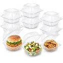 100Pack Clear Hinged Plastic Clamshell Containers with Lids, 6x6x3.5 Inches