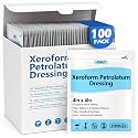 100Pack Medical Xeroform Petrolatum Dressing Patch,4"x4"Non-Adherent Gauze Pads,Soft Fine Mesh Gauze Patch for Wound Care,Burns,Lacerations,Skin Grafts & Surgical Incisions,Individual Packaged