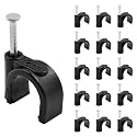 1/2" / 12mm Half Clamp J-Hook Cable Clips with Nail, Black, 100pcs