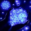 50pcs Balloon Lights Mini LED Lights Round Long Standby Time Ball Lamp for Paper Lantern Birthday Party Christmas Halloween Decoration Blue Plastic