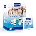 100Pcs Anti-Fog Wipes for Glasses – Individually Wrapped, Pre-Moistened Lens & Screen Cleaner Wipes for Glasses, Laptops, Phones, Monitors, and Camera Lenses