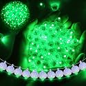 100pcs Balloon Lights Mini Led Lights Round Long Standby Time Multicolor Ball Lamp Paper Lantern Balloons Lamps for Birthday Party Christmas Halloween Decoration (Green, 100 PCS with Hook)
