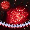 100pcs Balloon Lights Mini LED Lights Round Long Standby Time Multicolor Ball Light Paper Lantern Balloons Lights for Birthday Party Christmas Halloween Decoration with Hook (Red, 100pcs)