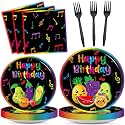 100Pcs Dancing Fruit Party Decorations Sensory Fruit Paper Plates and Napkins Dancing Fruits Themed Disposable Tableware Set for Summer Fruits 1st Birthday Baby Shower Party Supplies Serves 25