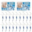 100PCS Dental Floss Picks for Adults with Brush Picks, Mint Flavor, 2-in-1 Interdental Brushes Toothpick for Deep Cleaning, Travel Cases Tooth Picks Flossers for Teeth, Easy Grip