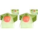 100pcs Fruit Protection Bags 6x9 inch, Green Netting Cover Bags Drawstring Mesh Fruit Protectors Pest Barrier for Tomato Mango Trees Veggies Garden (Pack of 2)
