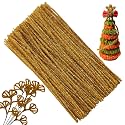 100PCS Golden Pipe Cleaners Chenille Stem,Pipe Cleaners Bulk for Crafts