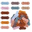100pcs Handmade Leather Labels, Microfiber Colorful Leather Labels with Love Hearts Handmade Embossed Crochet Tags with Holes for Crafts Knitting Sewing Hats Purses Clothing (10 Colors)