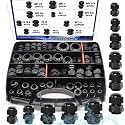 100PCS IP68 Waterproof Cable Gland Kit,Nylon Cable Glands Assortment Adjustable NPT 1/4” 3/8” 1/2” 3/4” 1” PG7 PG9 PG11 PG13.5 PG16 PG19 with Gasket for Waterproof Junction Box Wire Connect