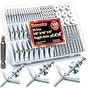 100Pcs Toggle Bolts Drywall Anchors Kit, 25 Sets 1/8" 3/16" 1/4" Heavy Duty Hollow Wall Anchors with Nuts, Washers and Drill Bit, for Hanging Shelves, Mirrors, TV Mounts, Artwork on Drywall