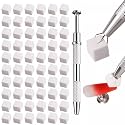 100Pcs White Soft Nail Sponges for Ombre, Nail Art Sponges With Grabbing Pen, Blooming Nails, Ombre Nail Brush, Nail Art Manicure Tools Supplies, Professional Nail Accessories for Home and Salon DIY