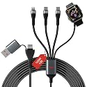 100W 2 USB C Multi Charging Cable for Apple Watch - 10ft USB C Fast Charging Cord with Dual USB-C (100W/10W), Lightning & Magnetic Apple Watch Charger, Braided for iPhone 17-14, iPad, Galaxy S24/S23