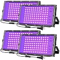 iCreating 100W Black Lights for Glow Party Indoor Large High Power Black Light Flood Light 395nm UV Blacklight Floodlight Purple BlackLights Spotlight Fluorescent UV Lights for Halloween (4 Pack)