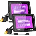 THECHAM 2 Pack Waterproof 120W LED Outdoor Black Lights Floodlight