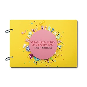 100yellow birthday bliss handmade scrapbook photo albums for memories 40 a4 pages  size  21 cm x 295 cm yellow large