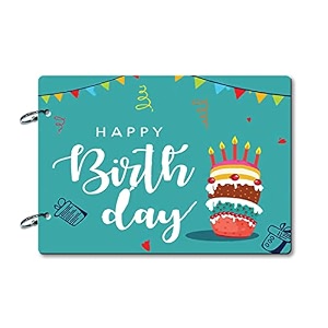 100yellow joyful celebrations scrapbook photo album for birthday memories 40 a4 pages  size  21 cm x 295 cm teal green large