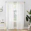 102 Inch Linen Sheer Curtains for Living Room 2 Panels Set Ivory Back Tab Pocket Light Filtering Window Privacy Decorative Curtain Drapes for Bedroom Patio Sliding Door,50x102 in Long Cream