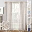 102 Inch Long Linen Sheer Curtains for Living Room 2 Panels Set Rod Pocket Back Tab Light Filtering Privacy Window Curtain Drapes for Bedroom Office, 50x102 in Length