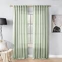 105 Inch Curtains Sage Green Linen Drapes for Living Room Semi Sheer Lightweight Airy Fabric Contemporary Decorative Light Green Back Tab Curtain Window Treatment for Bedroom 2 Panels