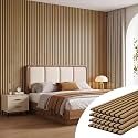 108" x 12.6" Wood Slat Wall Panels for Interior Wall Decor, 4-Pack, Teak