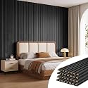108" x 12.6" Wood Slat Wall Panels for Interior Wall Decor, 4-Pack, Black