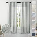108 Inches Long Greyish Green Linen Textured Semi Sheer Curtains 2 Panels Set, Neutral Back Tab Drapes for Large Window, Airy and Breathable Curtains for Dining Living Room/French Door
